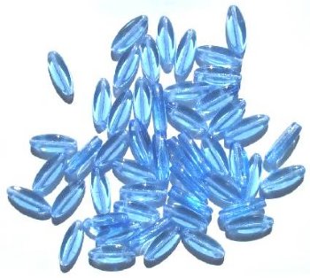 50 16x6mm Transparent Light Sapphire Narrow Flat Oval Beads