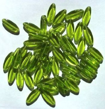 50 16x6mm Transparent Olivine Narrow Flat Oval Beads