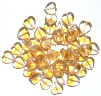 50 10mm Two Tone Crystal & Topaz Glass Heart Beads