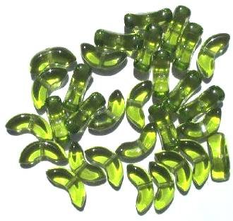 30 14mm Transparent Olive Angel Wing Beads