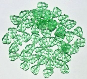 50 10x8mm Transparent Light Green Leaf Beads