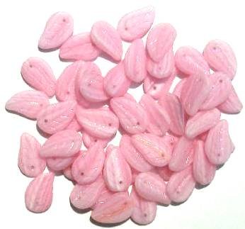 50 14mm Matte Marble Pink Leaf Beads