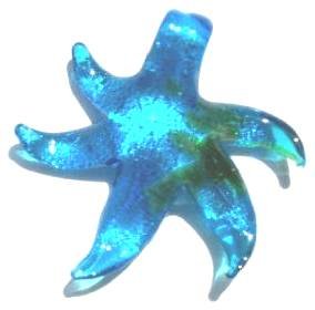 1 42mm Aqua with Green Foil Lampwork Starfish Pendant