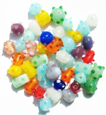 50 gram Assorted Sized Glass Bumpy Bead Mix