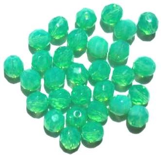 25 8mm Faceted Milky Jadeite Opal Firepolish Beads