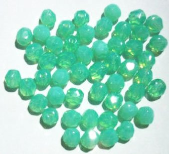 50 6mm Faceted Milky Jadeite Opal Beads