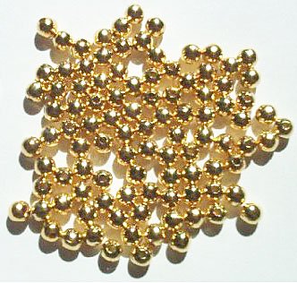 100 4mm Round Gold Plated Metal Beads