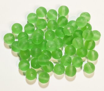25 8mm Transparent Matte Light Green Round Glass Beads