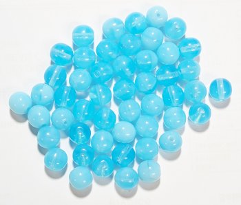 25 8mm Round Milky Aqua Opal Glass Beads