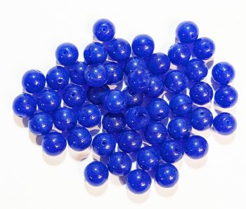 25 8mm Round Milky Dark Blue Opal Glass Beads