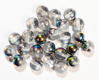25 8mm Transparent Crystal Medium Vitrail Half Coat Round Glass Beads