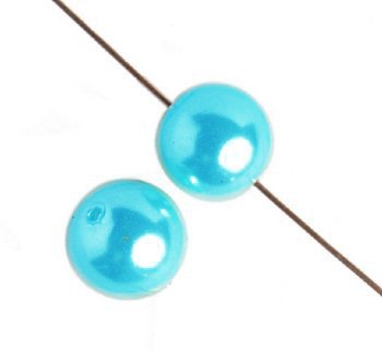 16 inch strand of 8mm Round Turquoise Blue Glass Pearl Beads