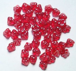 50 5mm Transparent Red Lustre Baby Bell Flower Beads