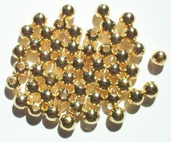 50 6mm Round Gold Plated Metal Beads