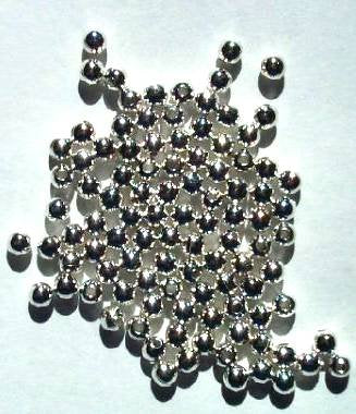 100 3mm Round Bright Silver Plated Beads