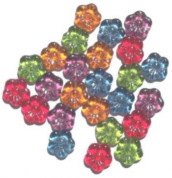 25 15mm Transparent Flat Flower Autumn Bead Mix