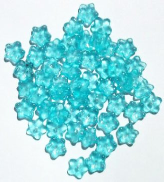 50 3x8mm Transparent Light Turquoise Cupped Flower Beads