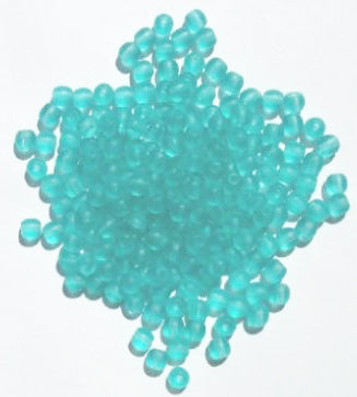 100 4mm Transparent Matte Blue Zircon Round Glass Beads