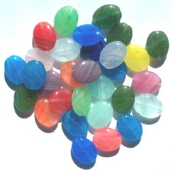30 12x9mm Flat Oval Marble Mix
