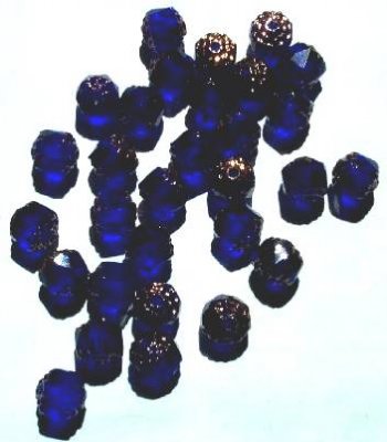30 8mm Triangle Faceted Sapphire with Antique Gold Coated Ends