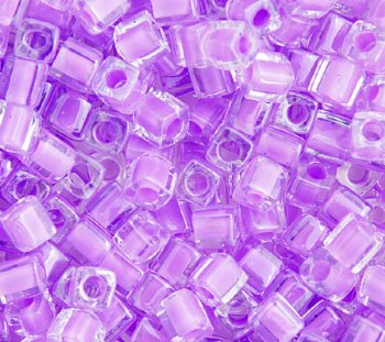 10 grams of 4x4mm Colorlined Opaque Violet Miyuki Cubes