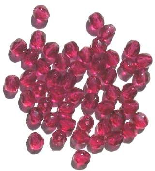 50 6mm Faceted Dark Fuchsia Beads