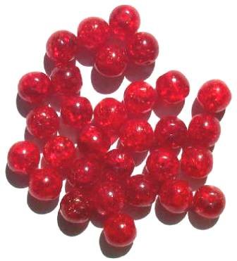 30 10mm Red Crackle Beads