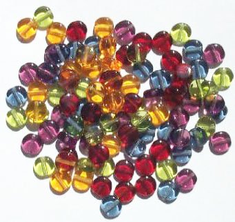 100 6x3mm Transparent Autumn Disk Bead Mix