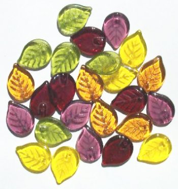 25 18x13mm Transparent Autumn Mix Glass Leaf Beads