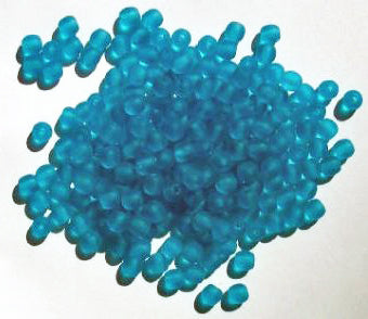 100 4mm Transparent Matte Dark Aqua Round Glass Beads