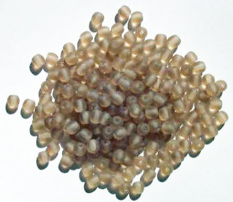100 4mm Transparent Matte Smoke Topaz Round Glass Beads