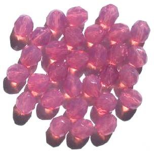 25 8mm Faceted Milky Pink Opal Firepolish Beads