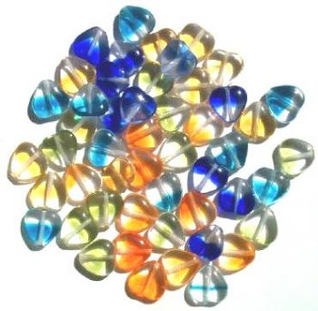 50 10mm Two Tone Glass Heart Bead Mix Pack