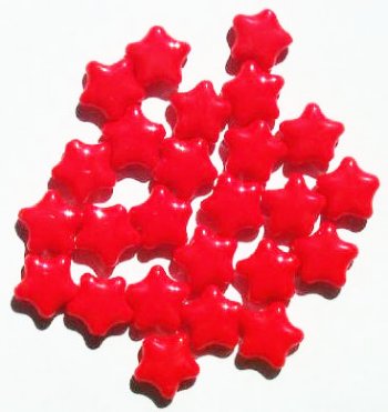 25 12mm Opaque Red Star Beads
