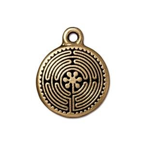 1 15mm TierraCast Antique Gold Labyrinth Pendant