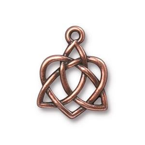 1 20.6x15.7mm TierraCast Antique Copper Celtic Open Knot Heart Pendant