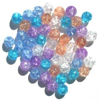 50 8mm Pastel Mix Crackle Glass Beads