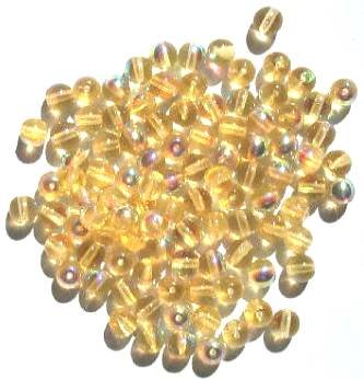 50 6mm Transparent Light Topaz AB Round Glass Beads