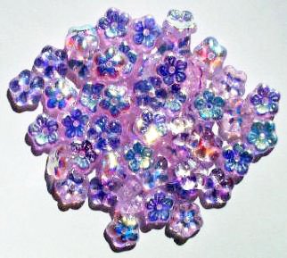 50 3x8mm Transparent Alexandrite AB Cupped Flower Beads