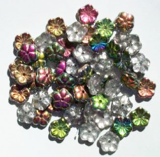 50 3x8mm Transparent Crystal Vitrail Cupped Flower Beads