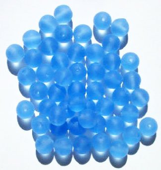 25 8mm Transparent Matte Light Sapphire Round Beads