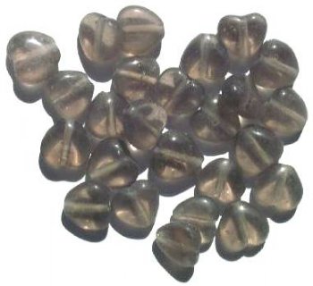 25 12mm Transparent Black Diamond Glass Heart Beads