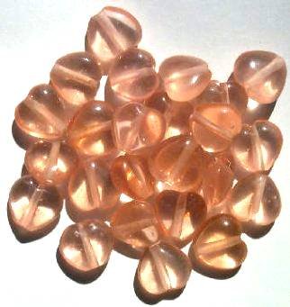25 12mm Transparent Rose Glass Heart Beads