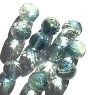 10 12mm Faceted Rich Cut Crystal & Sea Green
