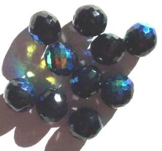 10 12mm Faceted Rich Cut Jet AB
