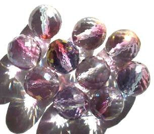 10 14mm Faceted Rich Cut Crystal & Pink Montana