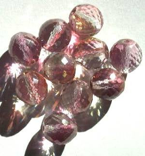 10 14mm Faceted Rich Cut Crystal & Pink Green