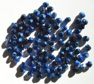 100 4mm Faceted Satin Sapphire Tortoise Firepolish Beads