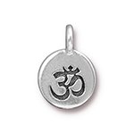 1 16.6x11.6mm TierraCast Round Antique Silver Om Pendant