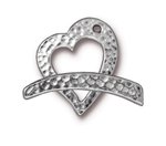 1 21mm TierraCast Hammered Rhodium Heart Toggle